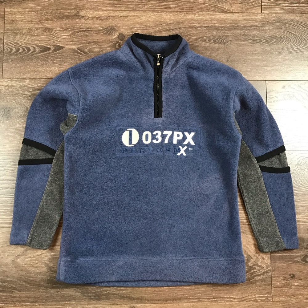 IZOD PerformX Boys 2000’s Vintage 1/4 Zip Navy Pullover Fleece Sweater Size M